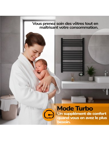 Sèche-serviettes électrique à inertie sèche HJM, 750 W, Noor, Noir