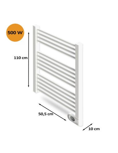 Sèche-serviettes électrique à inertie sèche HJM, 500 W, Noor, Blanc