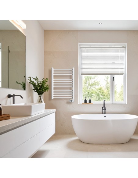 Sèche-serviettes électrique à inertie sèche HJM, 500 W, Noor, Blanc