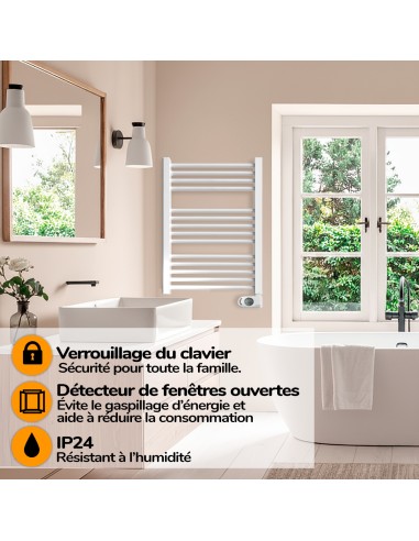 Sèche-serviettes électrique à inertie sèche HJM, 500 W, Noor, Blanc