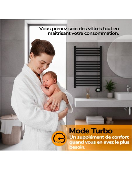 Sèche-serviettes électrique à inertie sèche HJM, 500 W, Noor, Noir