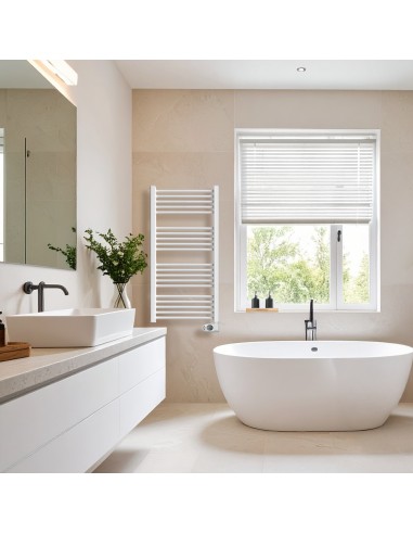 Sèche-serviettes électrique à inertie sèche HJM, 750 W, Noor, Blanc