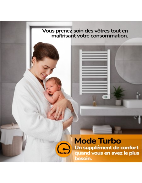 Sèche-serviettes électrique à inertie sèche HJM, 750 W, Noor, Blanc