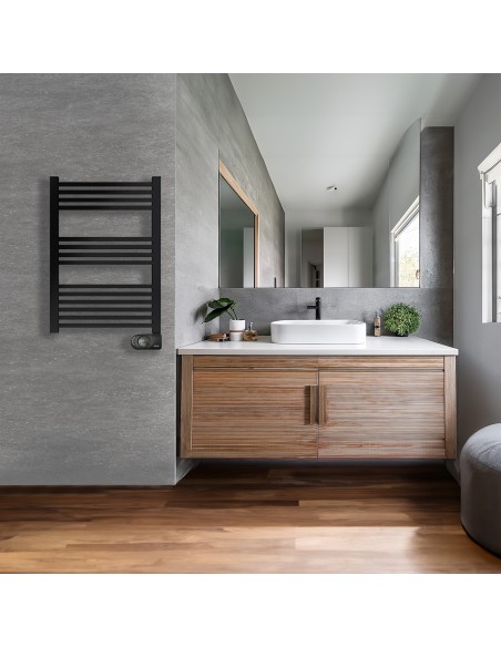 Sèche-serviettes électrique à inertie sèche HJM, 500 W, Square, Noir