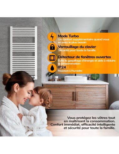 Sèche-serviettes électrique à inertie sèche HJM, 750 W, Square, Blanc