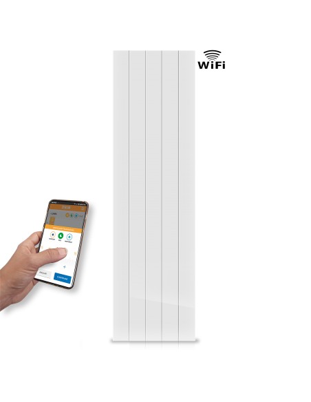 Radiador cerámico vertical AVA WIFI 1500W, Sin Smartbox, Bajo Consumo-Programable 24/7
