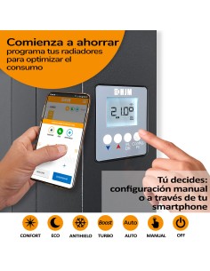 Radiador cerámico vertical AVA WIFI 1000W Negro, Sin Smartbox, Bajo Consumo-Programable 24/7 2